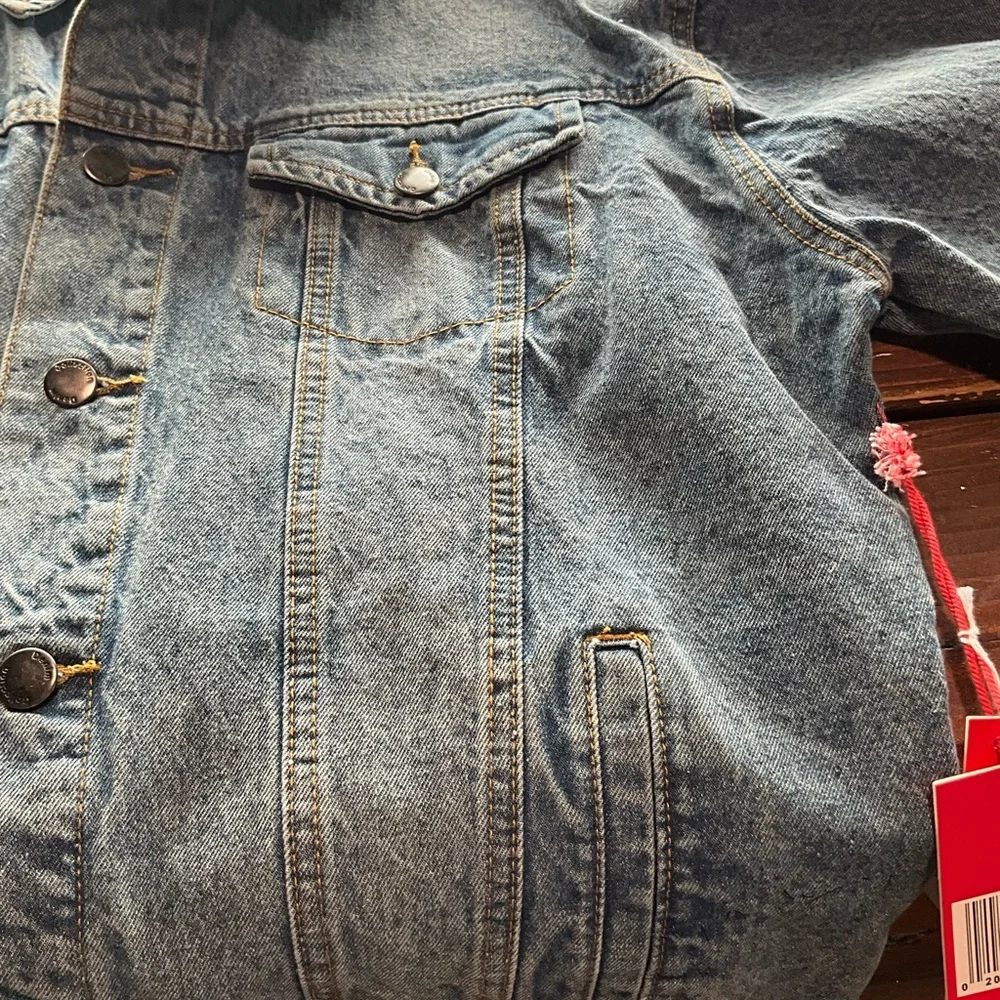 One of a Kind Handmade Denim Jacket with Paisley Design Back with Rhinestones - Picture 4 of 7